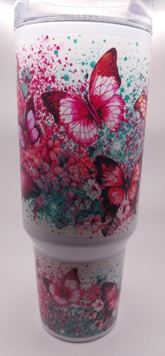 Picture of Red and Pink Butterflies Tumbler